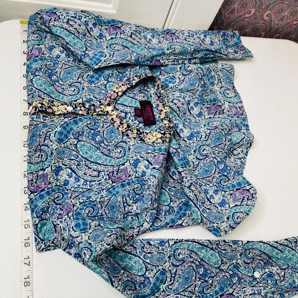 J. Crew Liberty Of London Paisley Pop Over Top Womens Size 00 Blue Preppy Cotton